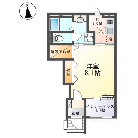 岐阜市黒野 工事(1K/1階)の間取り写真