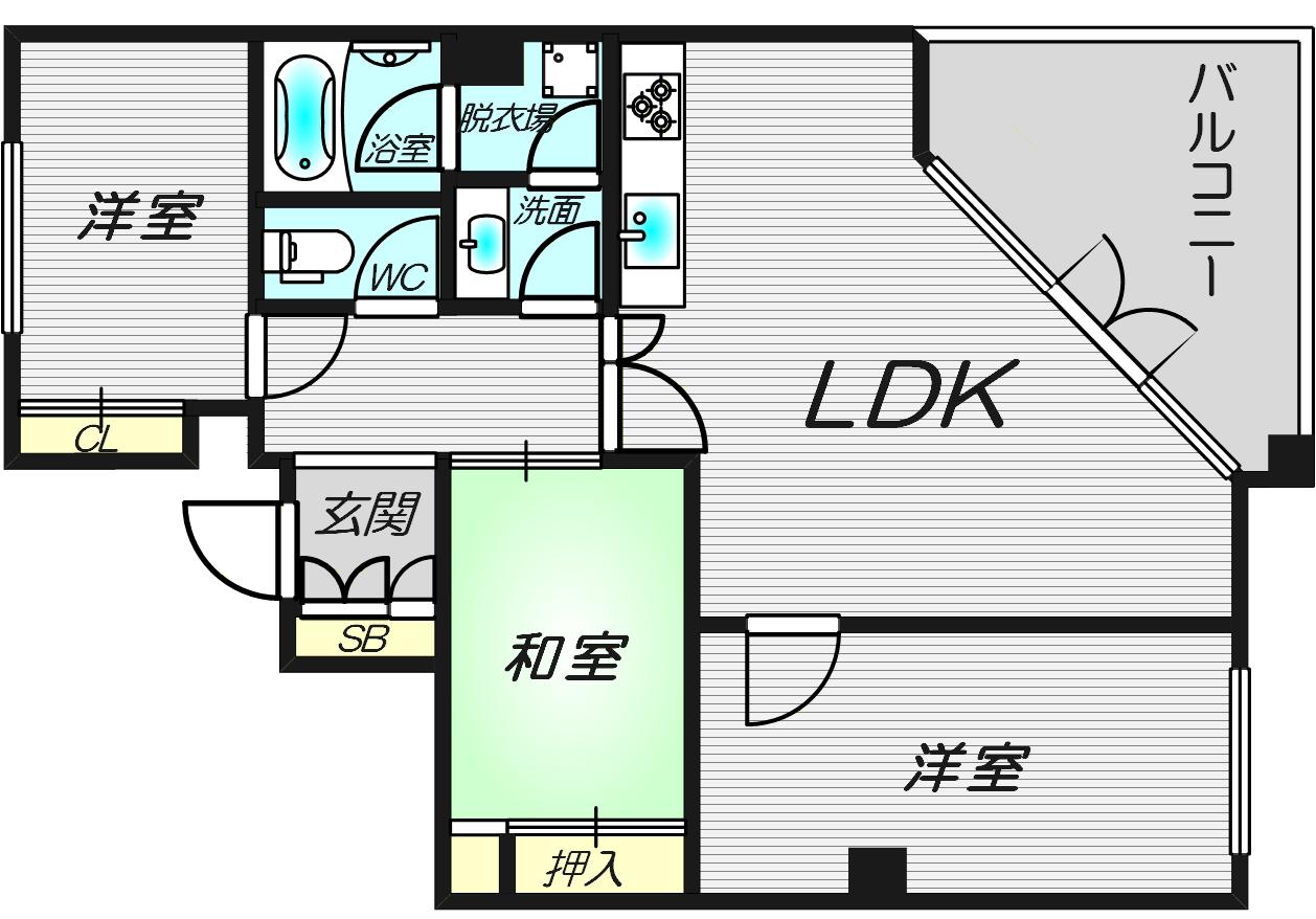 シオンズガーデン花川(3LDK/2階)の間取り写真