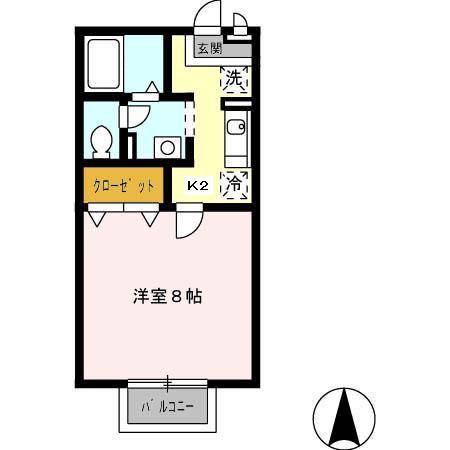 ポレール・K(1K/1階)の間取り写真