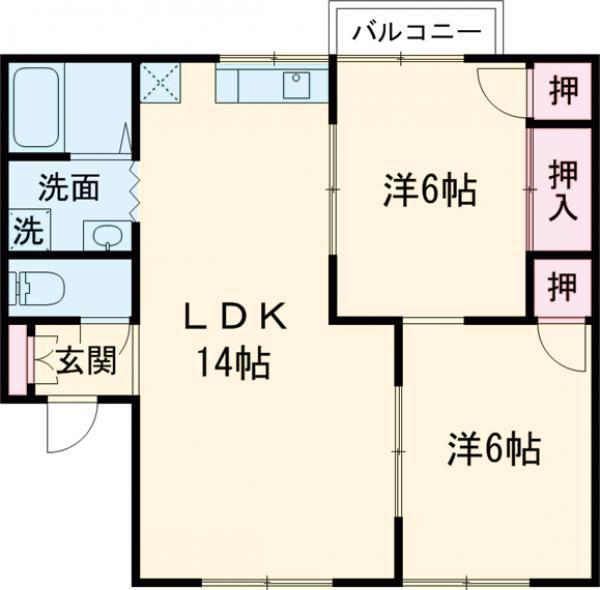 セジュール秋桜(2LDK/1階)の間取り写真