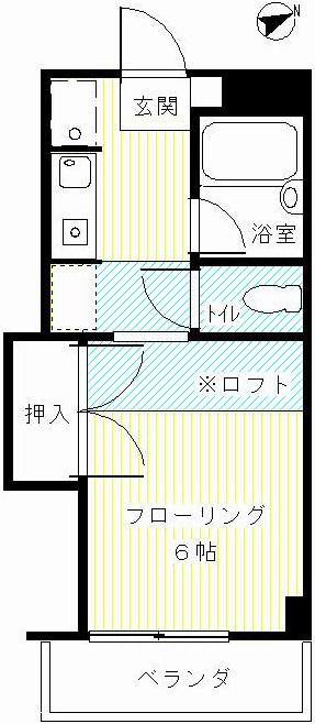 スカイコート(1K/3階)の間取り写真