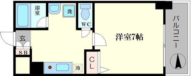 WILLDO難波WI(1K/4階)の間取り写真