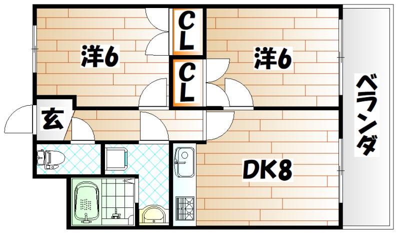 エルザサンリバー戸畑(2LDK/8階)の間取り写真