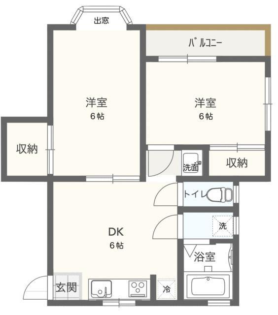 タートルハイツ(2DK/3階)の間取り写真