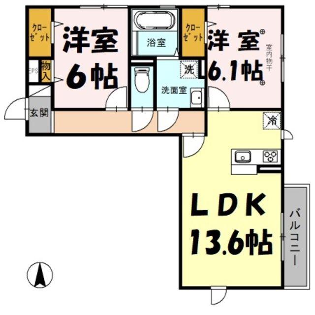 ヴァルゴ(2LDK/2階)の間取り写真