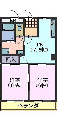 メゾン原(2DK/3階)の間取り写真