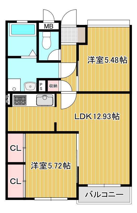 高峰ポロニア(2LDK/4階)の間取り写真