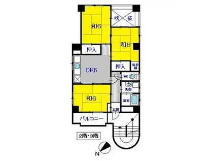 第5山下ビル(3DK/3階)の間取り写真