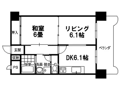 須賀ハイツ(2DK/5階)の間取り写真