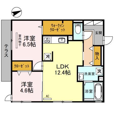地下鉄谷町線 八尾南駅 徒歩14分 3階建 築4年(2LDK/2階)の間取り写真