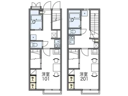 レオパレス屋形I(1K/2階)の間取り写真