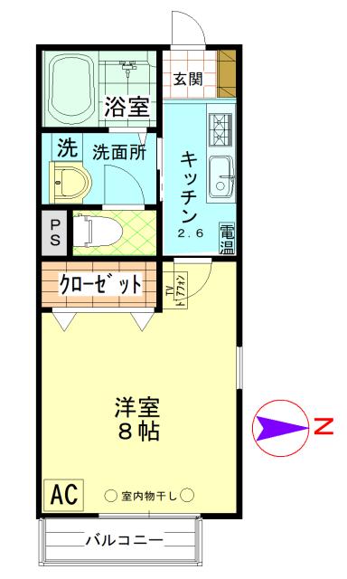 リヴェール(1K/2階)の間取り写真