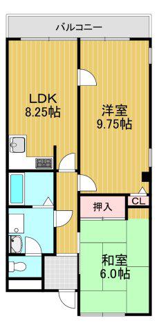 ウォールストリートI(2LDK/2階)の間取り写真