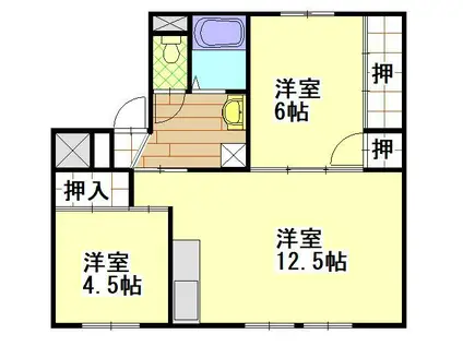 フローラ喜多方 2号棟(2LDK/2階)の間取り写真