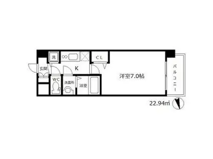 メインステージ大阪福島(1K/3階)の間取り写真