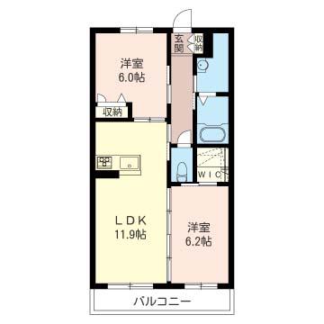 EMILE MAISON(2LDK/2階)の間取り写真