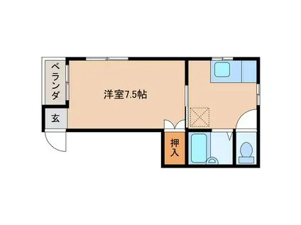 クレストコート B棟(1DK/2階)の間取り写真