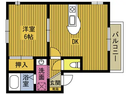 ドミールシャルマンB(1LDK/2階)の間取り写真