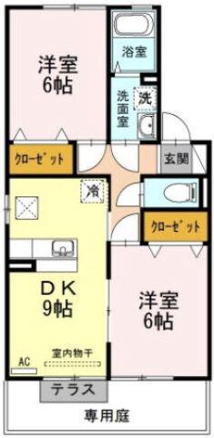 アクシス南島田A(2DK/1階)の間取り写真