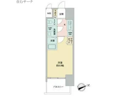 S―RESIDENCE四日市元町(1K/4階)の間取り写真