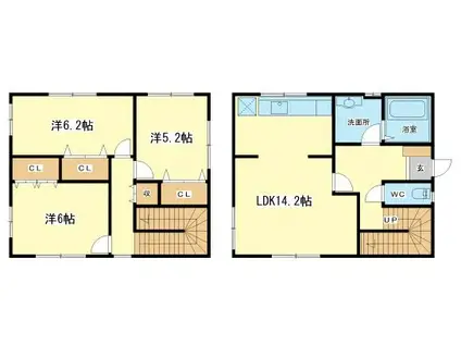 辻井メゾネット(3LDK/1階)の間取り写真
