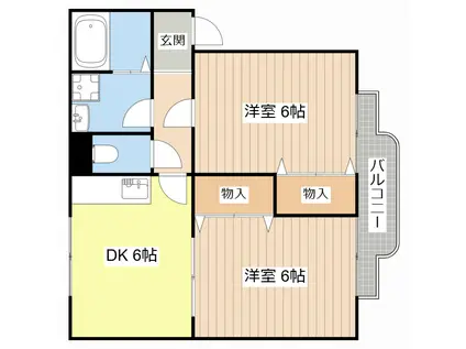 CRESTSQUAREI(2DK/1階)の間取り写真