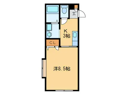 等々力コート(1K/1階)の間取り写真