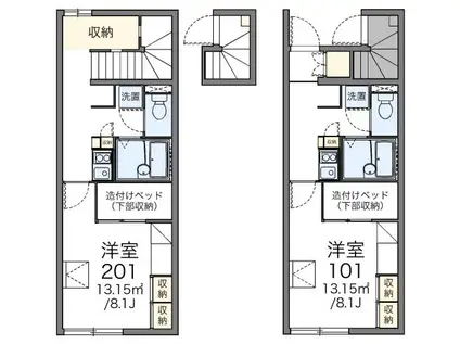 レオパレスK2(1K/2階)の間取り写真