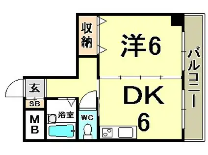 グローリー元町(1DK/3階)の間取り写真