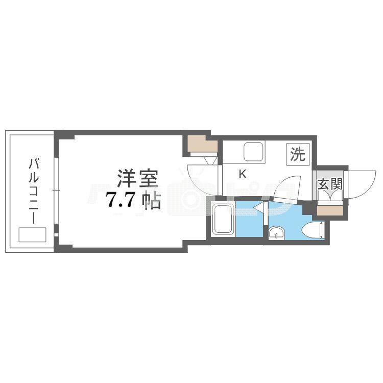 ラシュレエグゼ難波南(1K/8階)の間取り写真