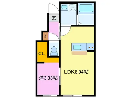 RAMBLE A棟(1LDK/1階)の間取り写真