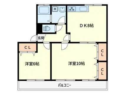 丸栄マンション(2DK/3階)の間取り写真