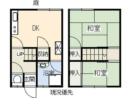 JR山陰本線 松江駅 徒歩47分 2階建 築53年(2DK/1階)の間取り写真