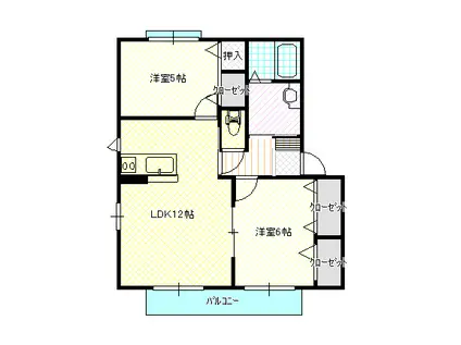 バリュージュアクティ I(2LDK/1階)の間取り写真