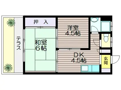 サンシモヤマ(2K/1階)の間取り写真