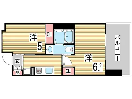 エステムプラザ神戸西Vミラージュ(2K/5階)の間取り写真