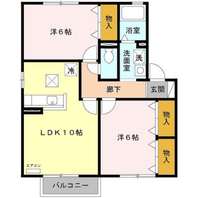 パストラーレAB(2LDK/1階)の間取り写真