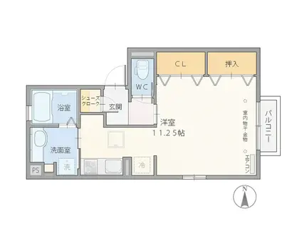 ヴィオレッテ(ワンルーム/1階)の間取り写真