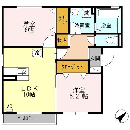 プルミエール(2LDK/2階)の間取り写真