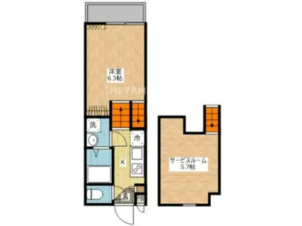 エルモーサ・REI(1SK/2階)の間取り写真