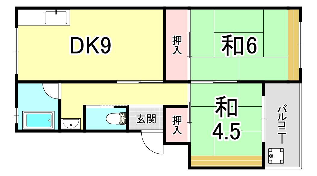上高丸C棟(2DK/3階)の間取り写真