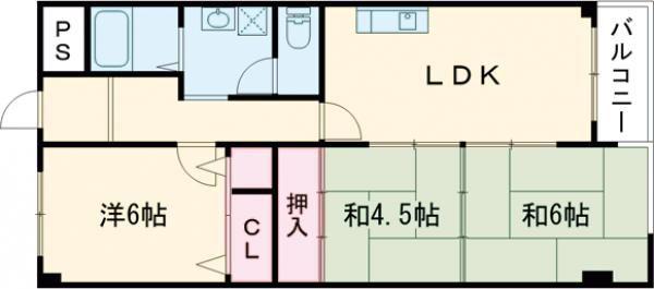 伸栄ハイツ(3LDK/4階)の間取り写真