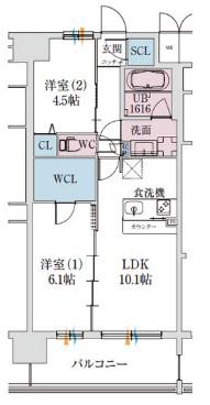 スプランディッド梅田グランノース(2LDK/10階)の間取り写真