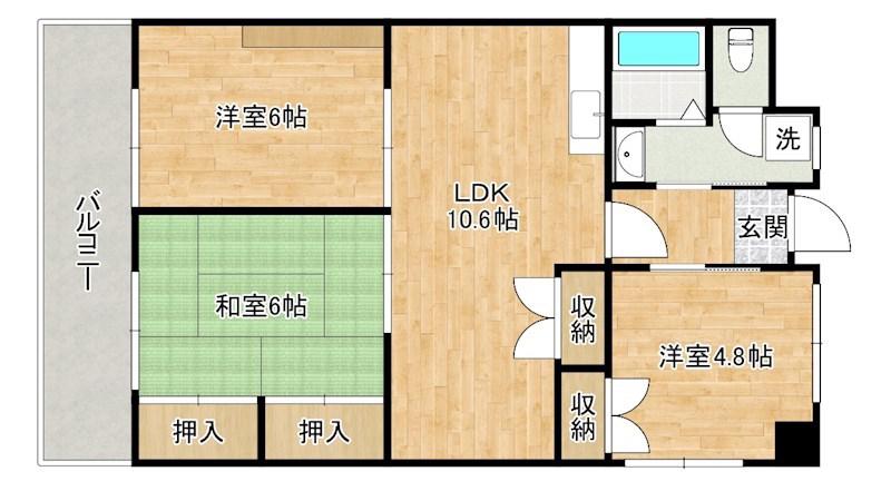 第17共立ビル(2LDK/7階)の間取り写真