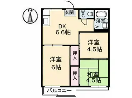 コーポ エクセルI(3DK/1階)の間取り写真