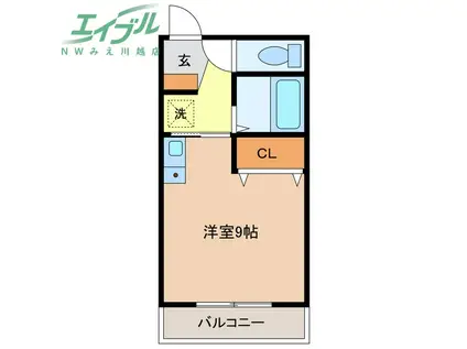 プライム富洲原(ワンルーム/3階)の間取り写真