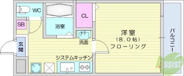 ロイヤルハイツ東八(1K/1階)の間取り写真