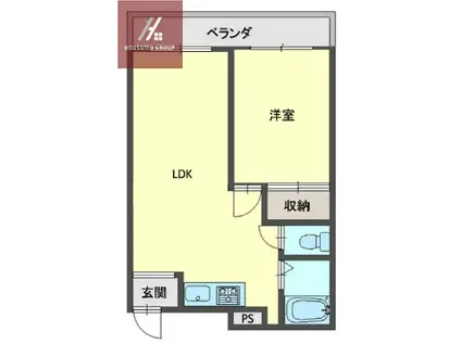 ロイヤル深江(1LDK/6階)の間取り写真