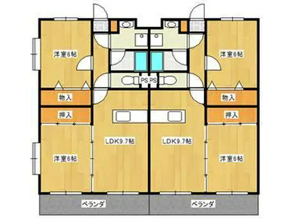 セイントファミーユ(2LDK/3階)の間取り写真