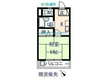 ルガノスチューデントホーム A(1K/1階)の間取り写真